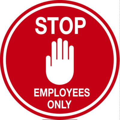 Stop employees only - floor sticker
