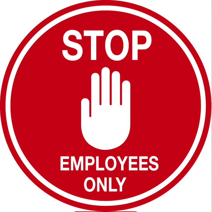 floor-sign Stop employees only - floor sticker